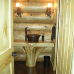 Powder room cedar stump vanity