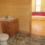 Bath vanity, stone floor