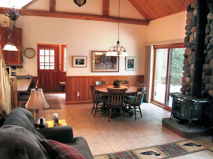 dining area douglas fir stone ceramic tile floor