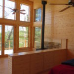 pine paneling lake windows