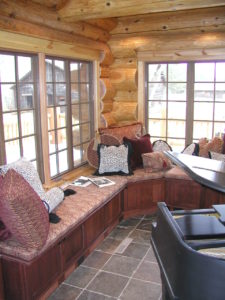 Piano room, lots of glass