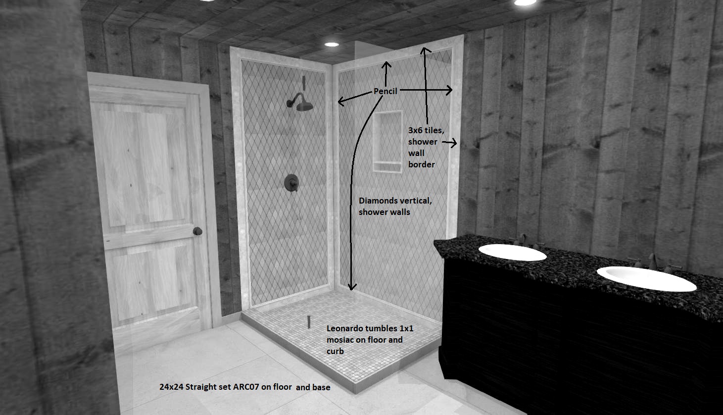 shower perspective CAD drawing shower