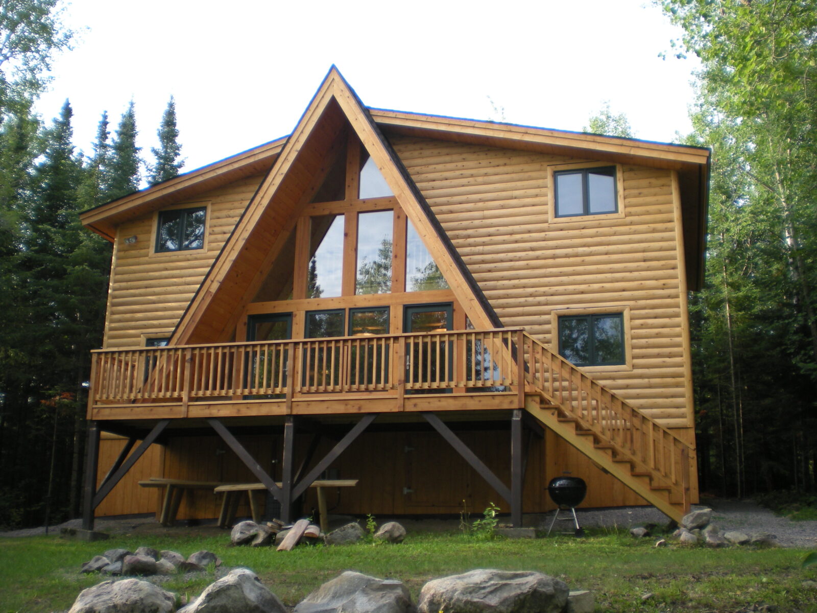 lake side, after renovation, half log siding
