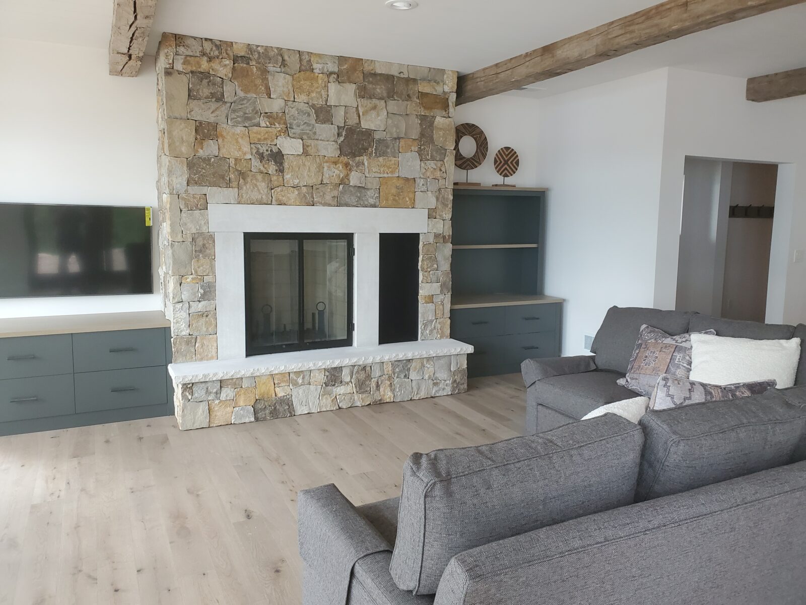 Stone fireplace
