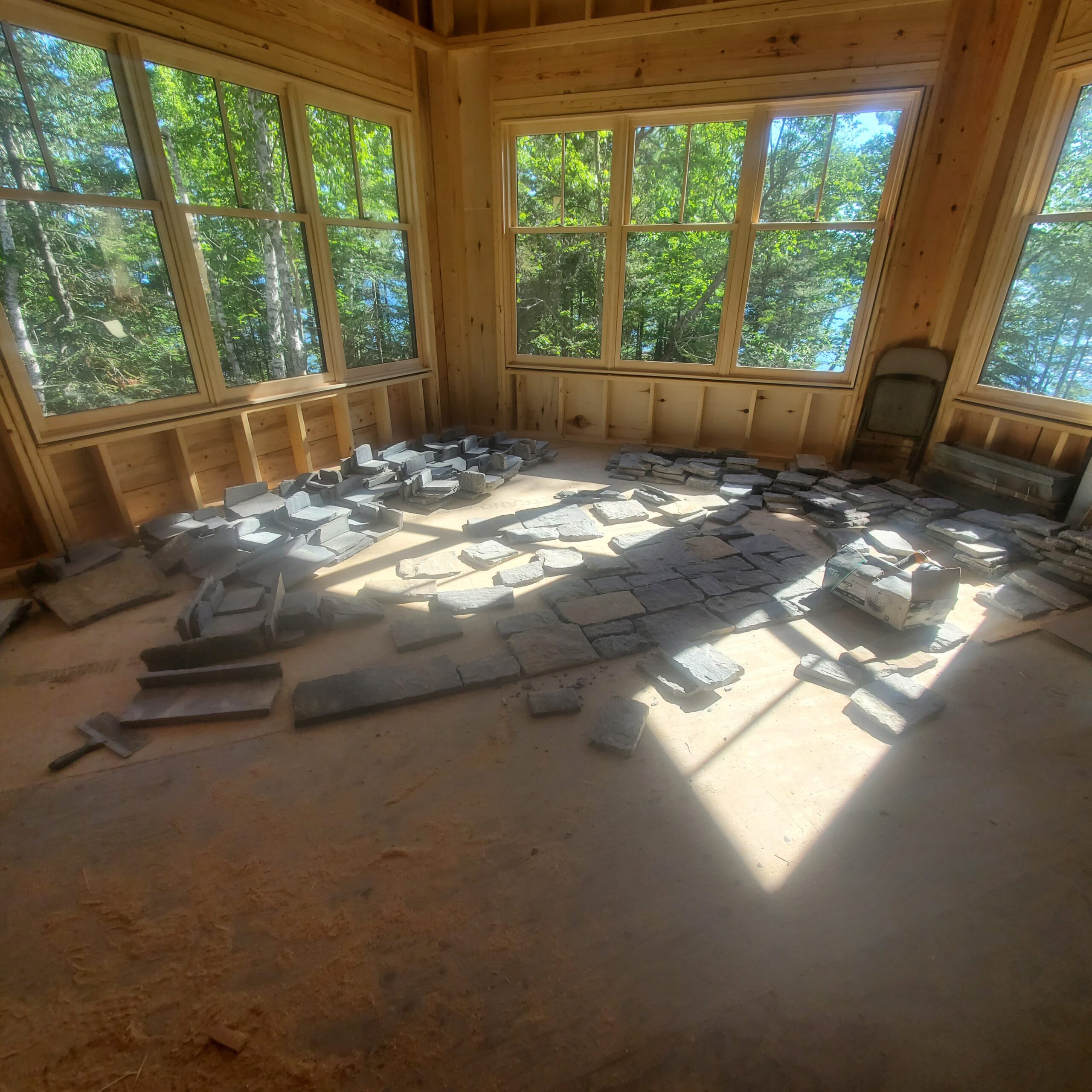 Rock pieces laid out Rock pieces laid out for fireplace
