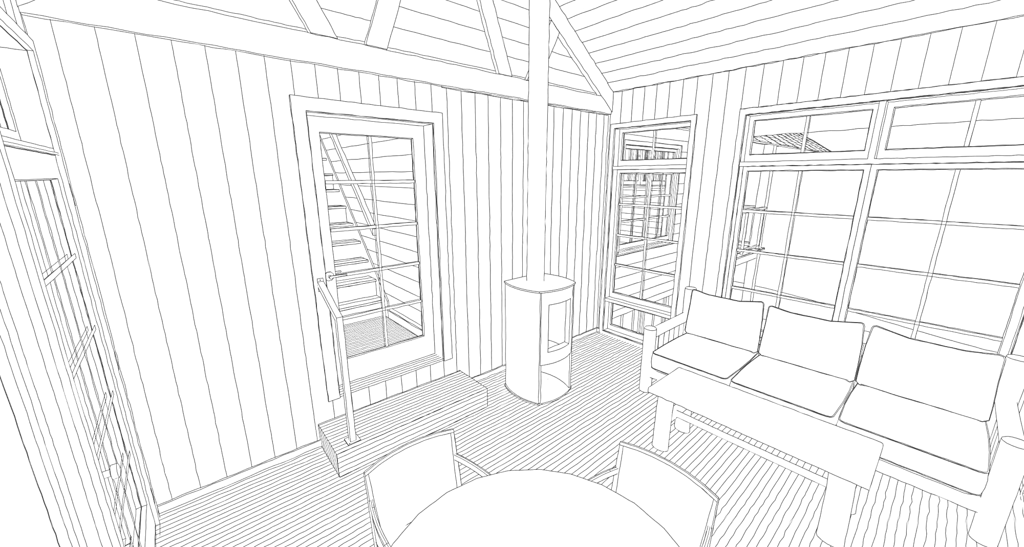 Sunroom 2 Sun-room 3d drawing by John Huisman